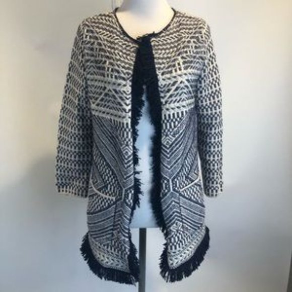 Lucky Brand Navy Fringe Open Sweater Coat SZ S - Picture 5 of 9